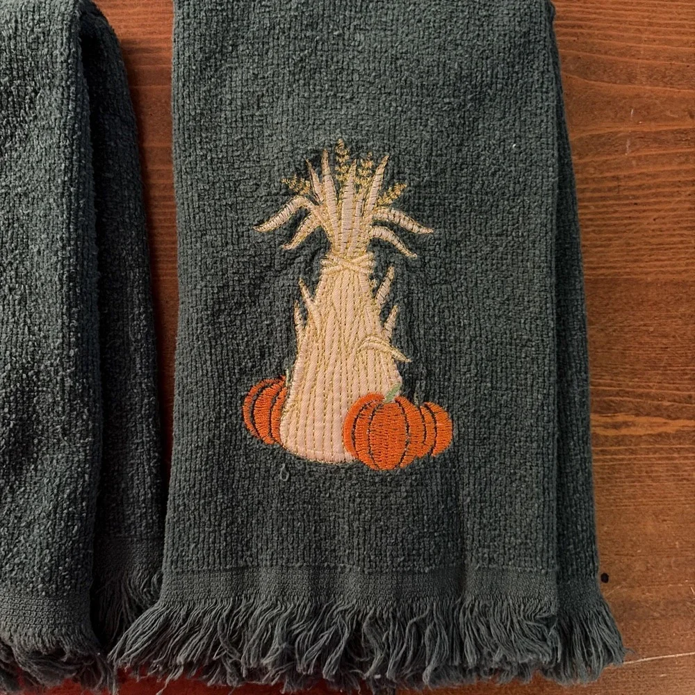4 Jay‎ Franco Green 100% Cotton Towels Fall Thanksgiving Theme